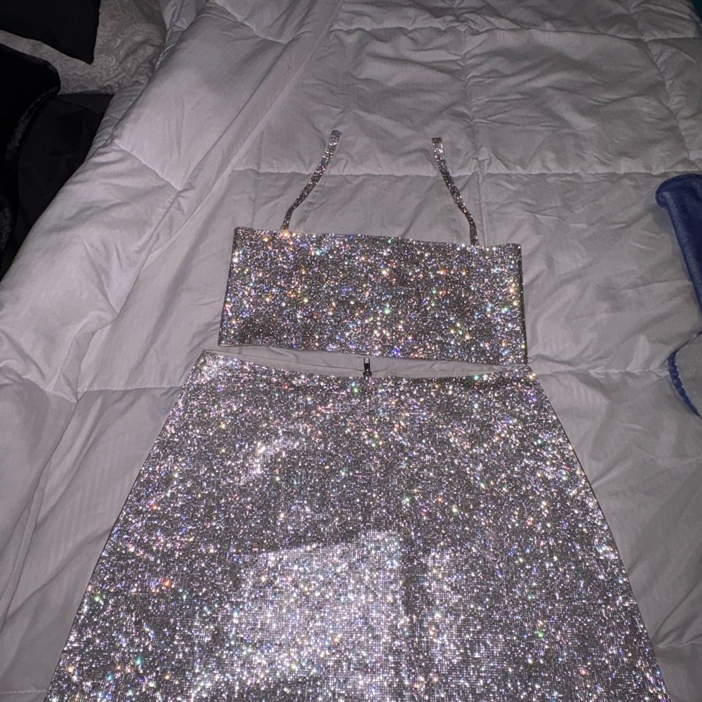 12th Tribe White and Silver Glitter Ensemble